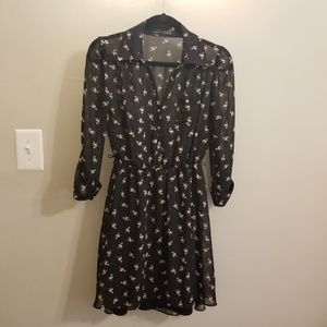 Shirt dress with flamingo print